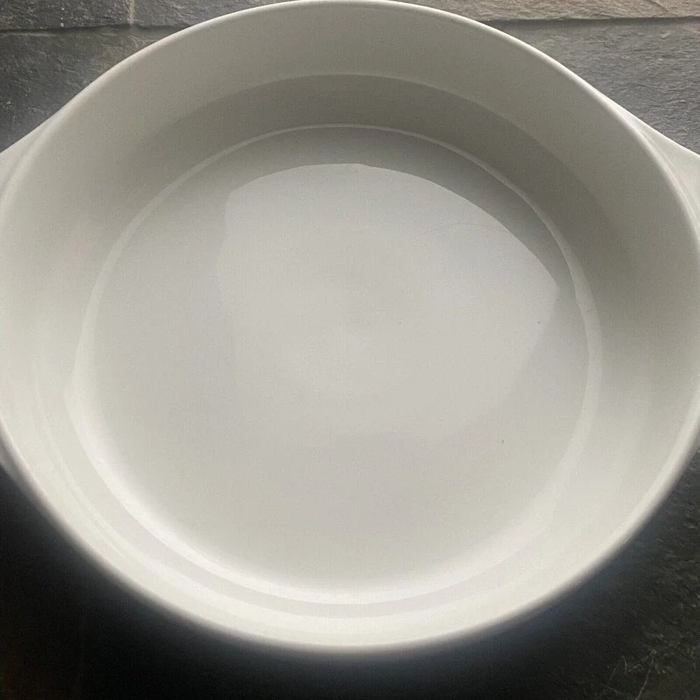 Thomas Flammfest Germany Round Oven Dish Handles White Navy Farmhouse Cottage 8